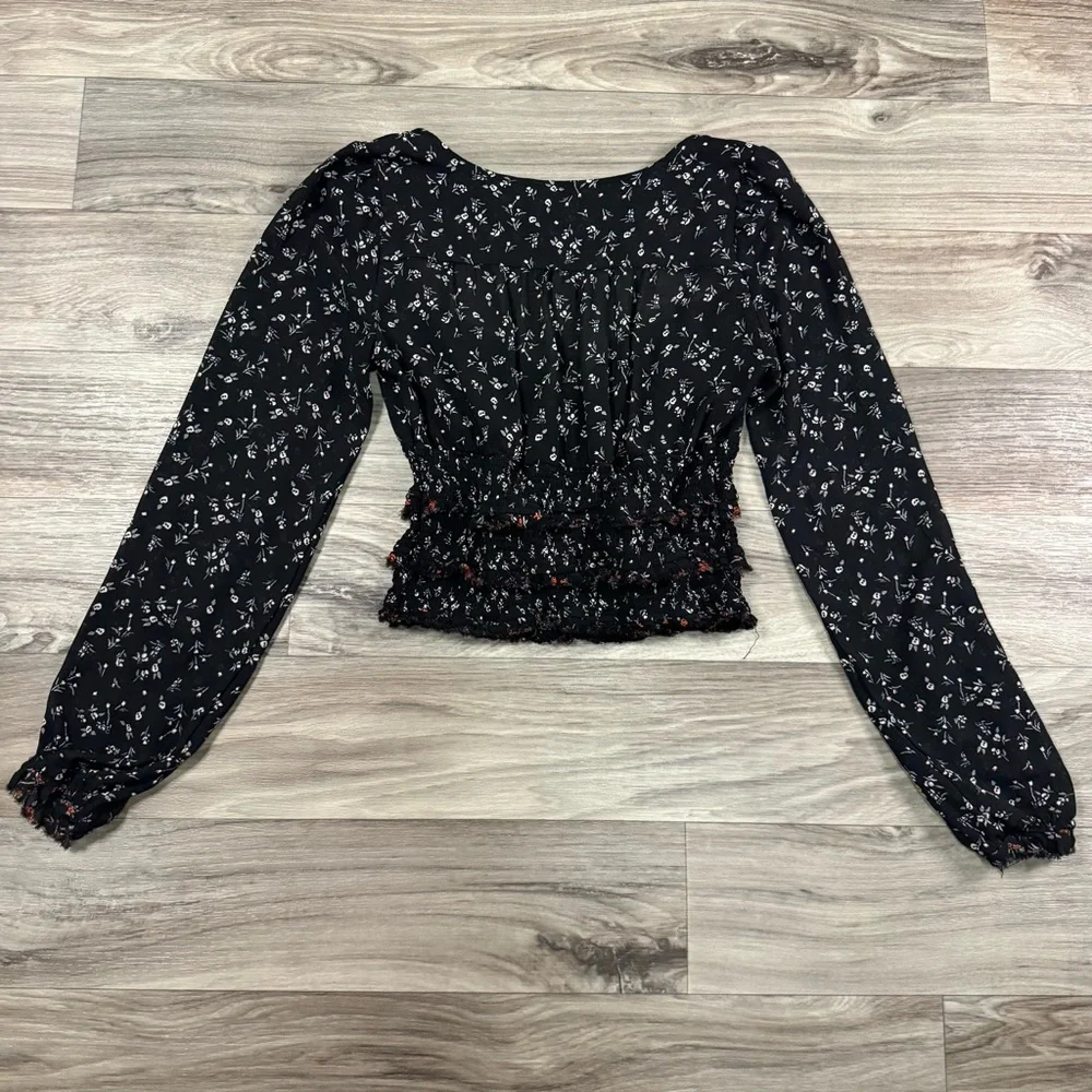 Free People Lolita Floral Smocked Long Sleeve Blouse Size Small - Picture 6 of 7